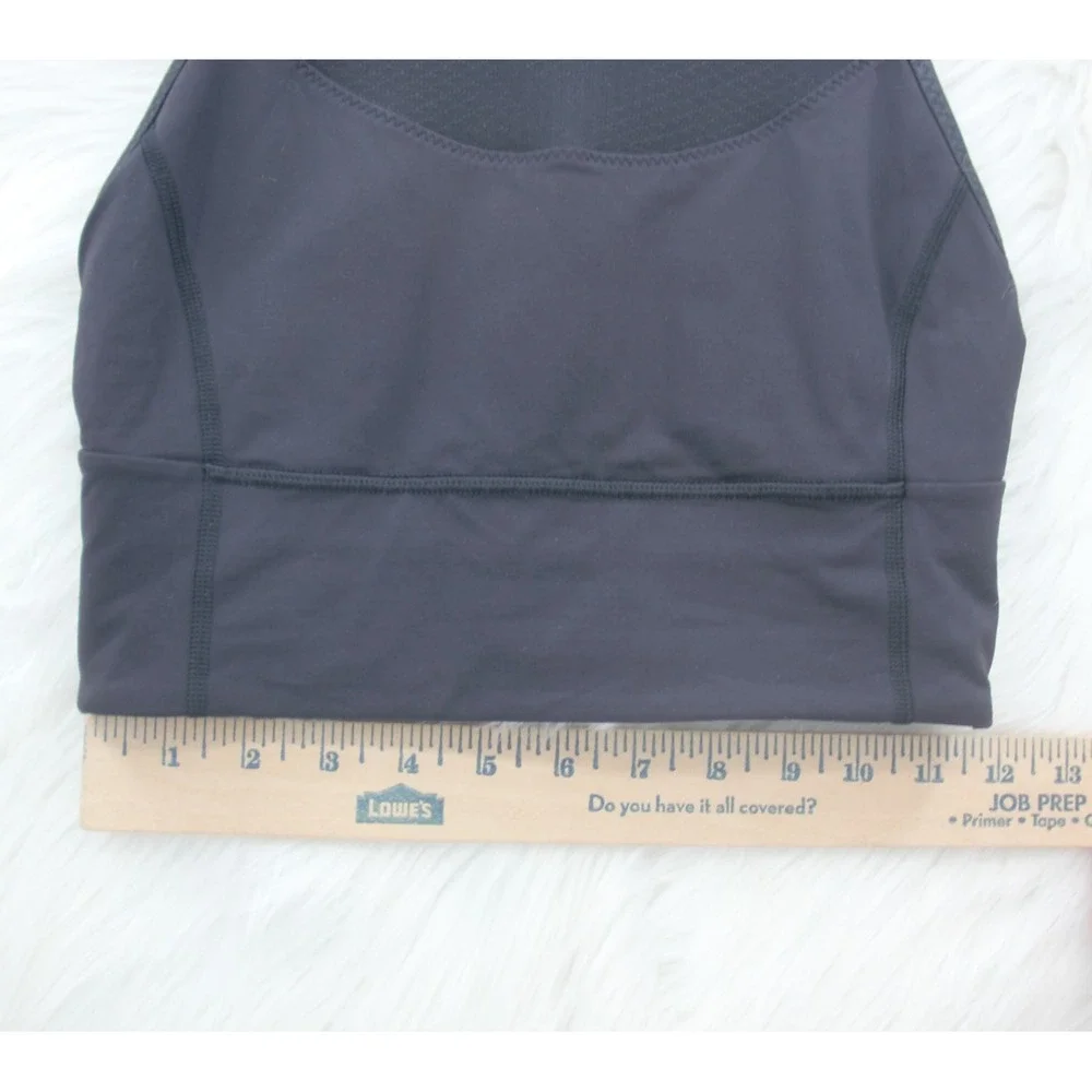 Lululemon Athletica Clip-In Long Line Pilates Black Mesh Crossback Sports Bra 6